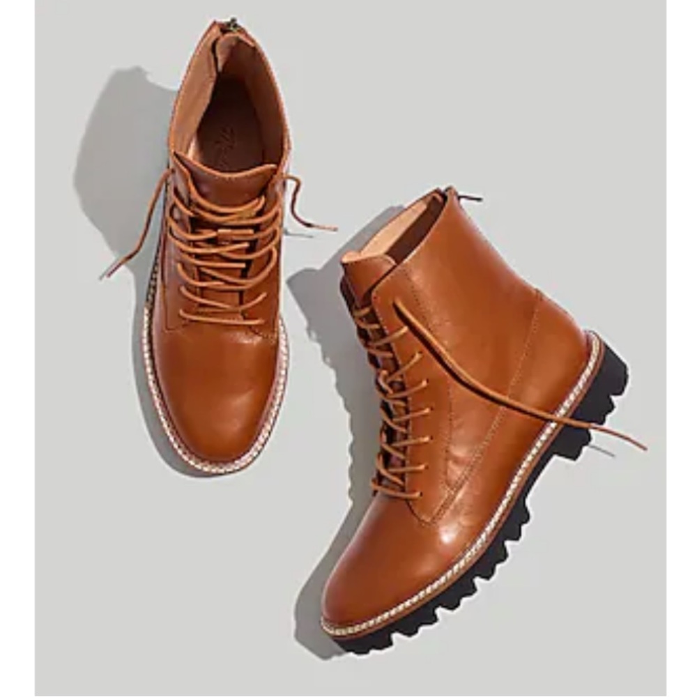 MADEWELL The Citywalk Lugsole Lace-Up Boot in Leather